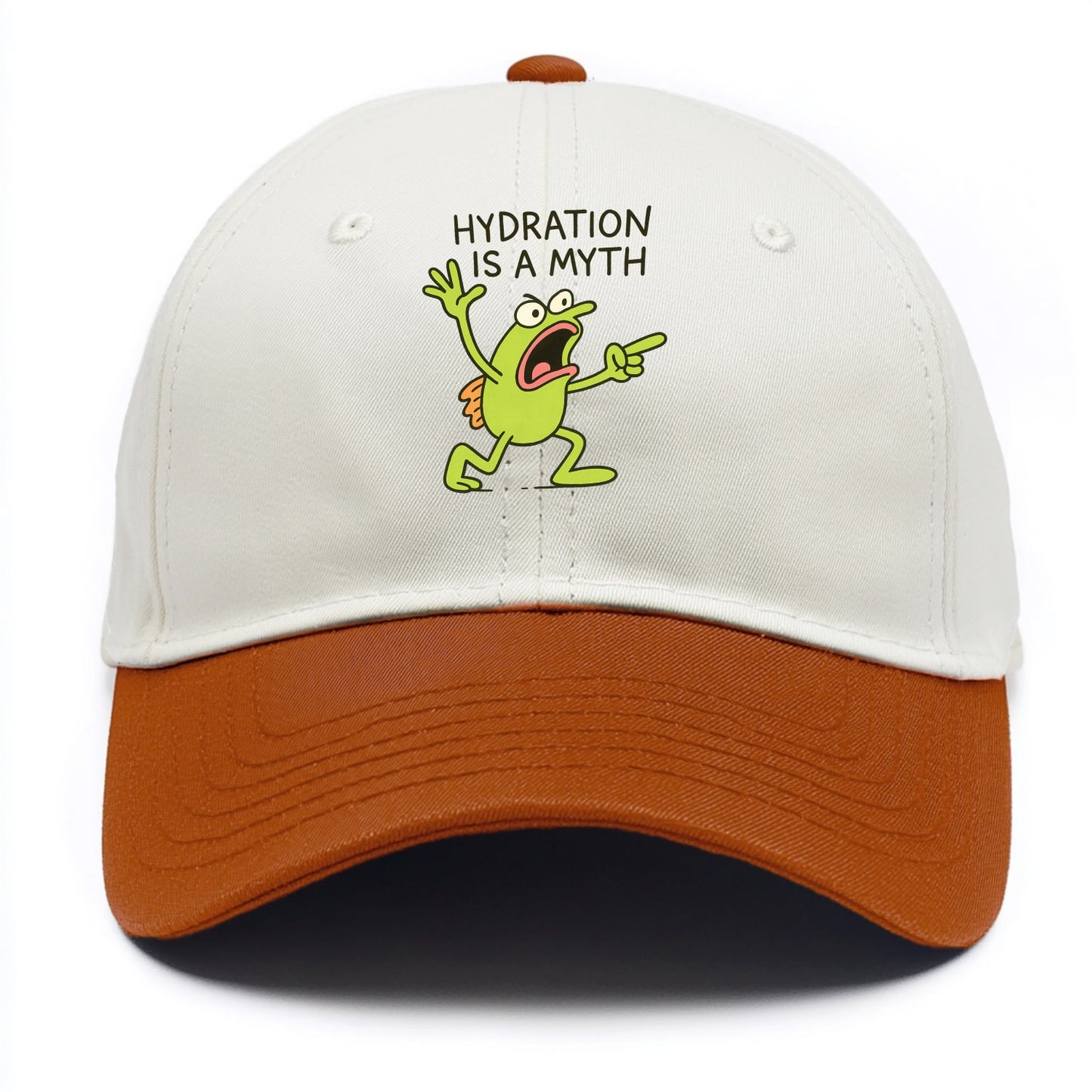 HYDRATION IS A MYTH | Dehydrated fish in desert - Two Tone Cap - Orange