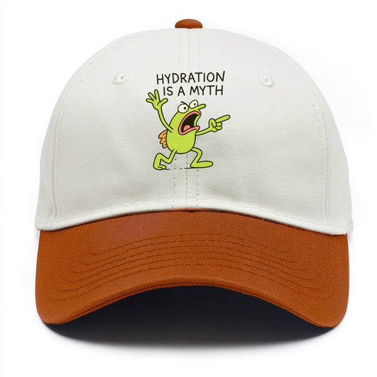 HYDRATION IS A MYTH | Dehydrated fish in desert - Two Tone Cap - Orange