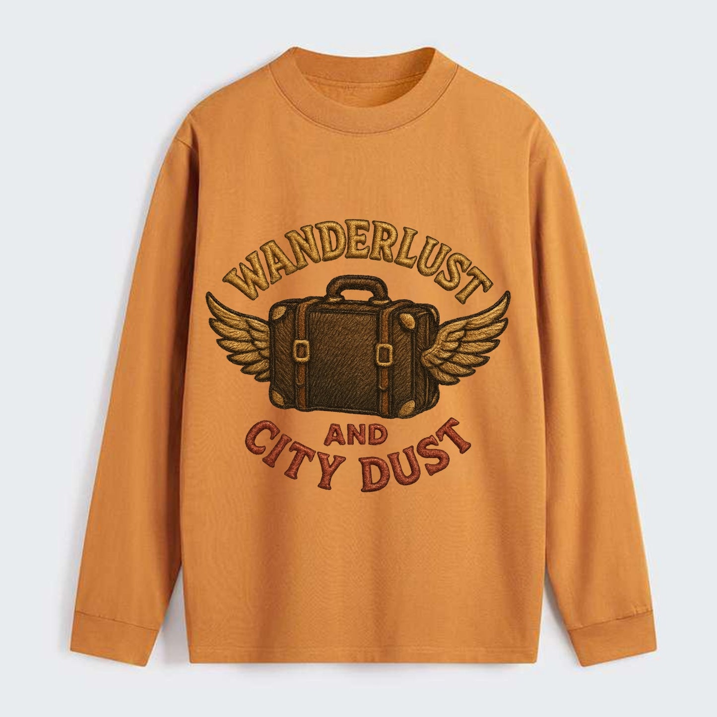 Wanderlust And City Dust  - Classic Long Sleeve Shirt - Orange