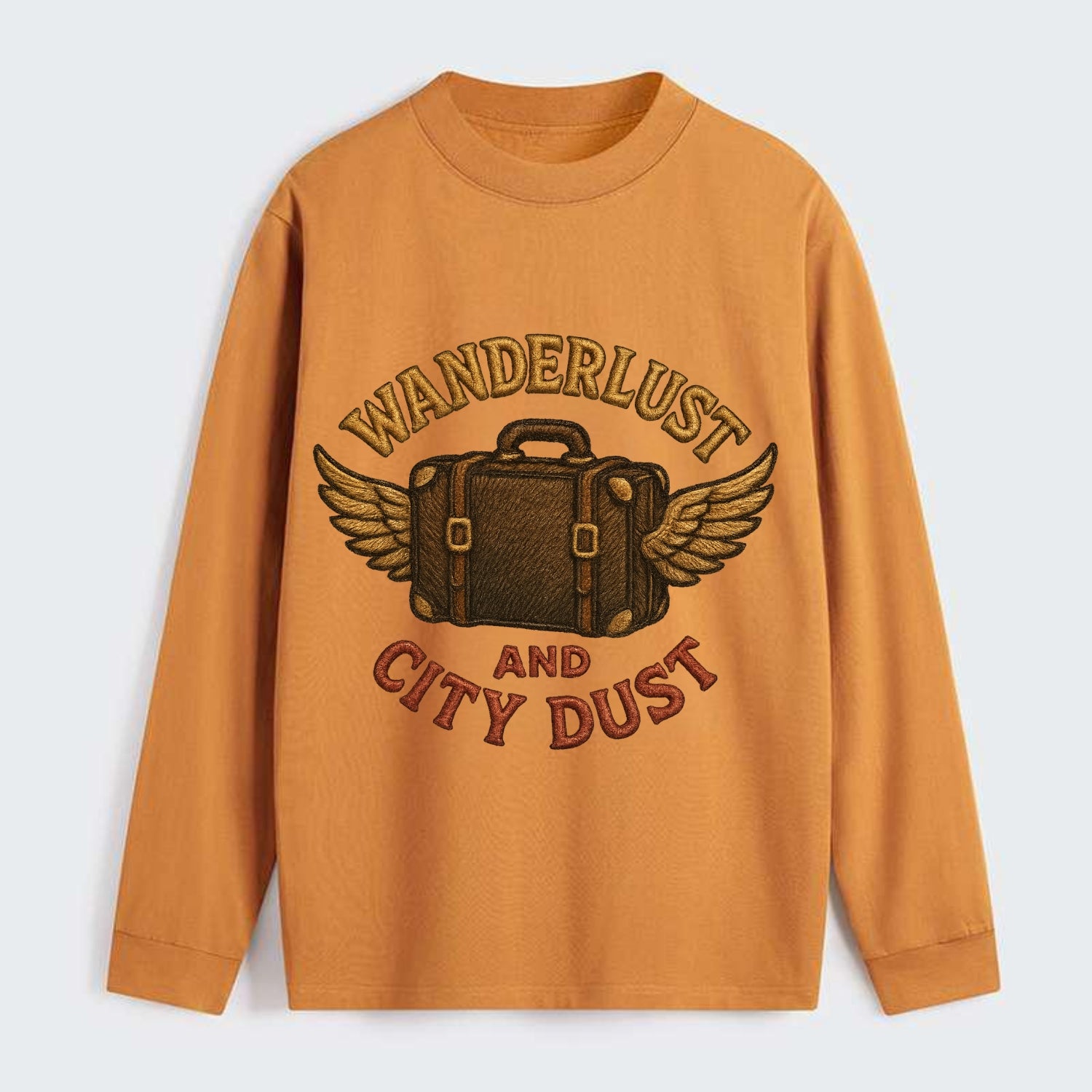 Wanderlust And City Dust  - Classic Long Sleeve Shirt - Orange