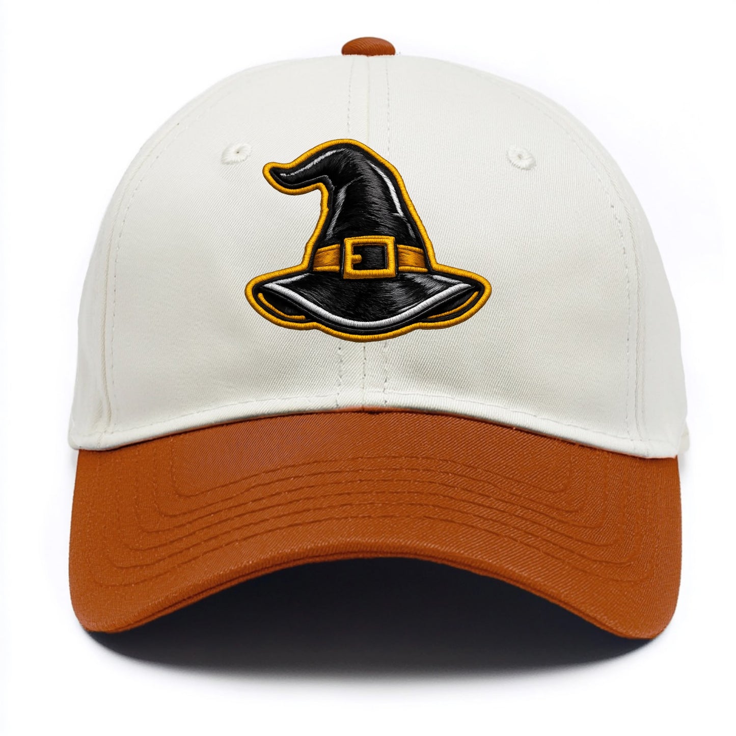 WITCH HAT - pointed hat with buckle in black and gold , coven - Two Tone Cap - Orange