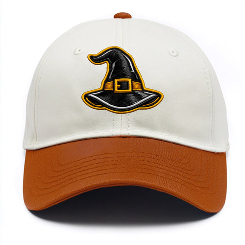 WITCH HAT - pointed hat with buckle in black and gold , coven - Two Tone Cap