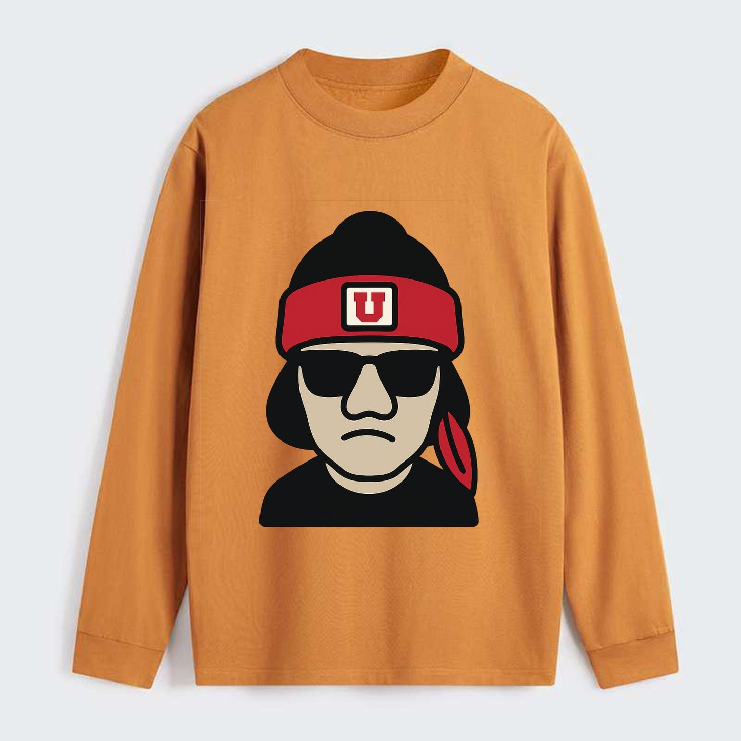 Salt Lake Ute wearing Utah beanie with U patch - Classic Long Sleeve Shirt - Orange