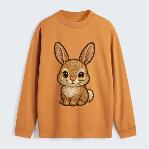 Baby Rabbit - long ears, fluffy white tail, pink nose, large brown - Classic Long Sleeve Shirt