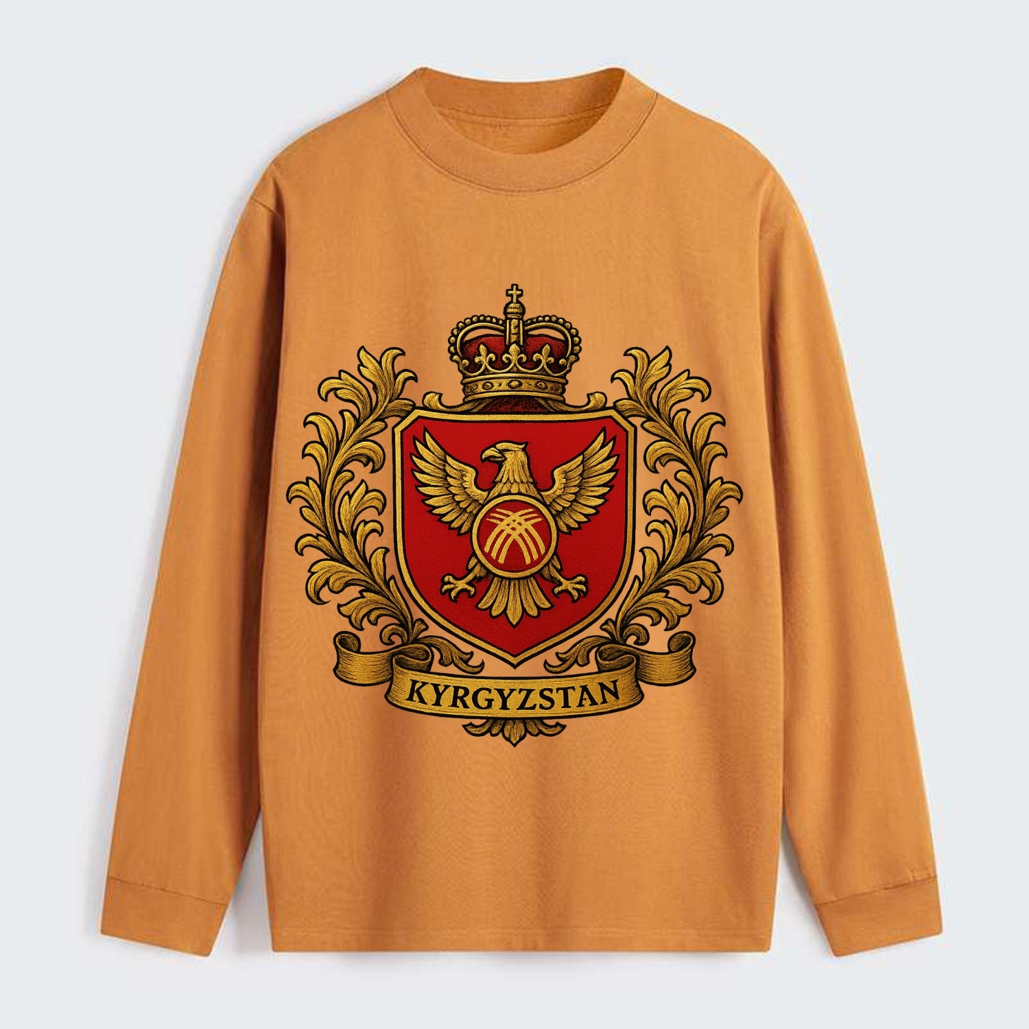 Kyrgyzstan Heritage Badge - Classic Long Sleeve Shirt - Orange