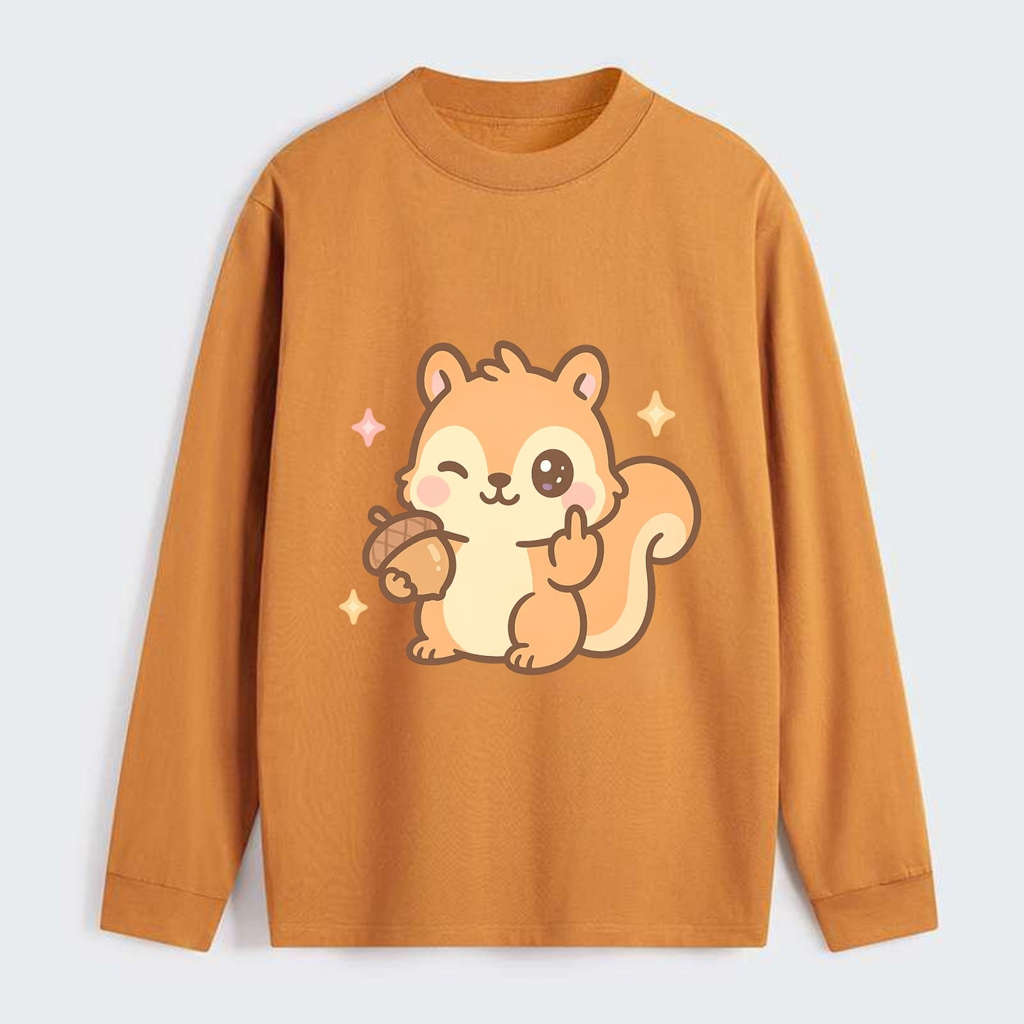 sweet squirrel holding acorn in one paw, flipping off with the other - Classic Long Sleeve Shirt - Orange