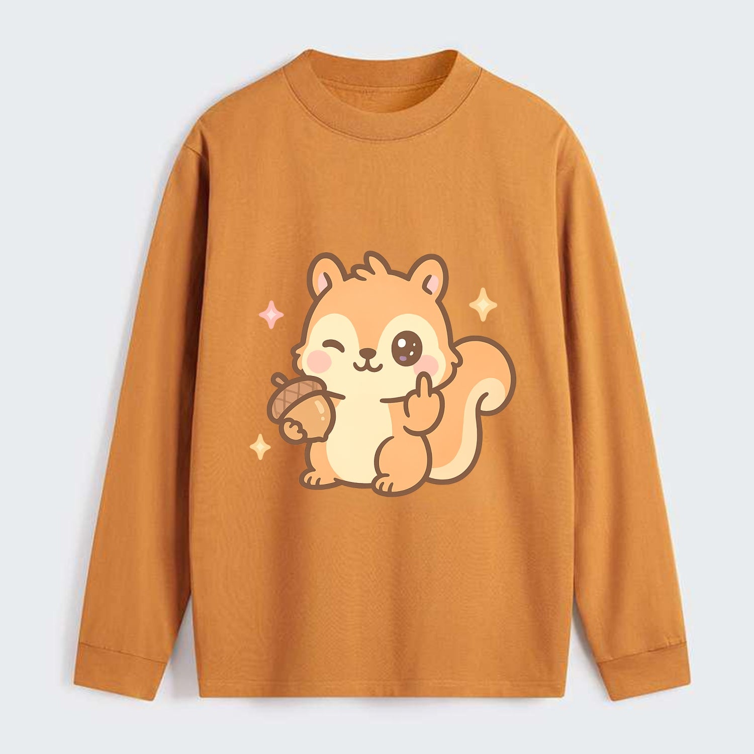 sweet squirrel holding acorn in one paw, flipping off with the other - Classic Long Sleeve Shirt - Orange