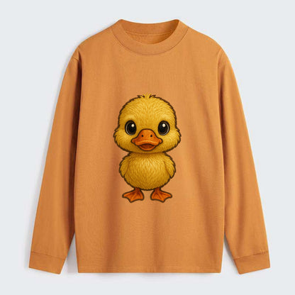 Baby Duck Duckling - yellow fluffy, orange beak, bright eyes, - Classic Long Sleeve Shirt - Orange
