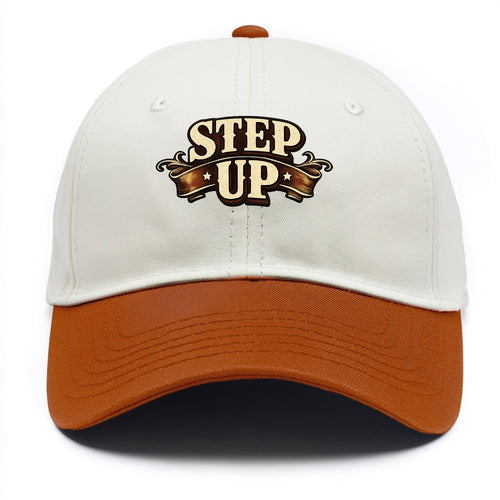 Bold typography design - STEP UP - rise to occasion, take charge - Two Tone Cap