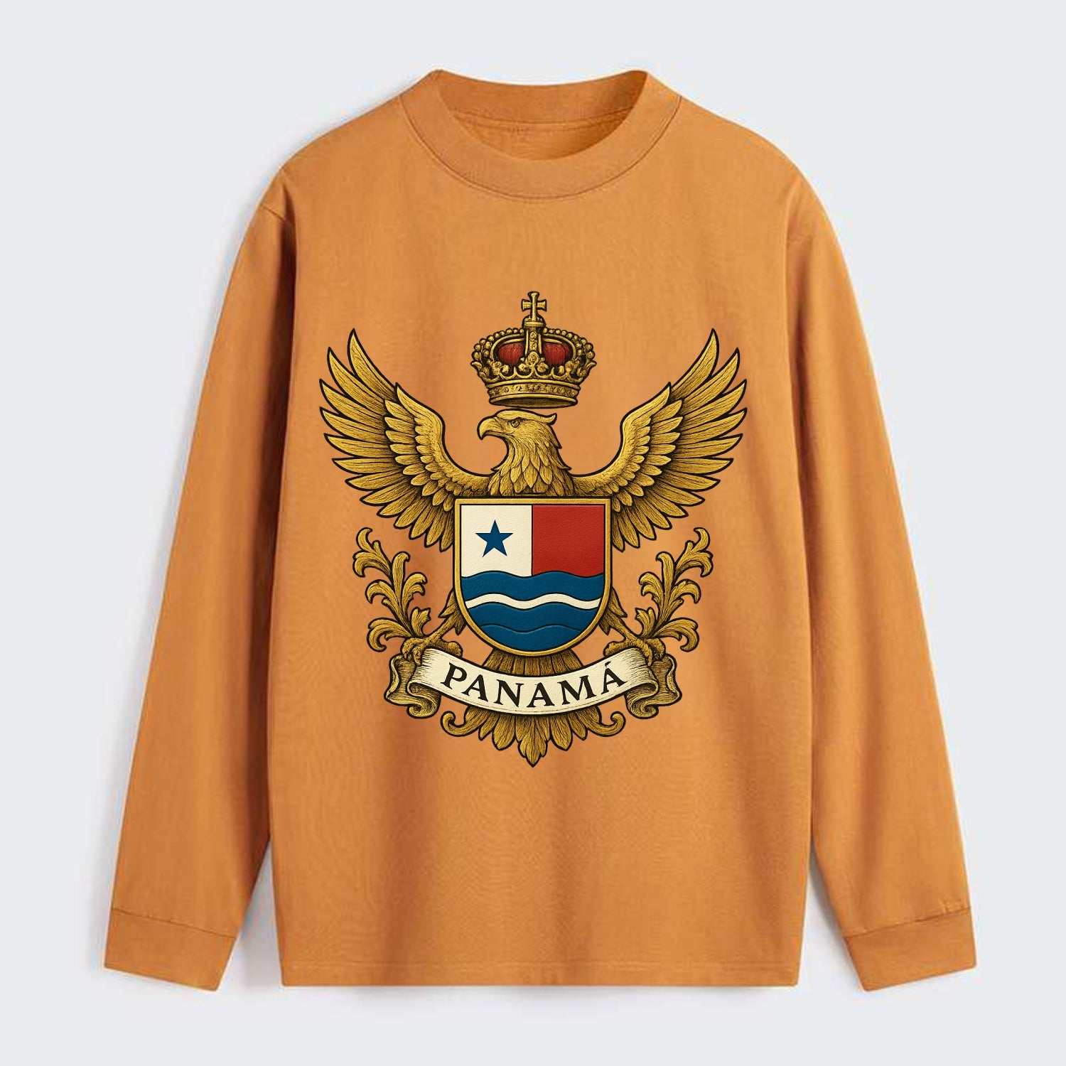 Panama Heritage Badge  - Classic Long Sleeve Shirt - Orange
