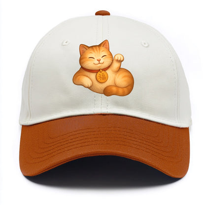 Maneki Neko Pose - Two Tone Cap - Orange