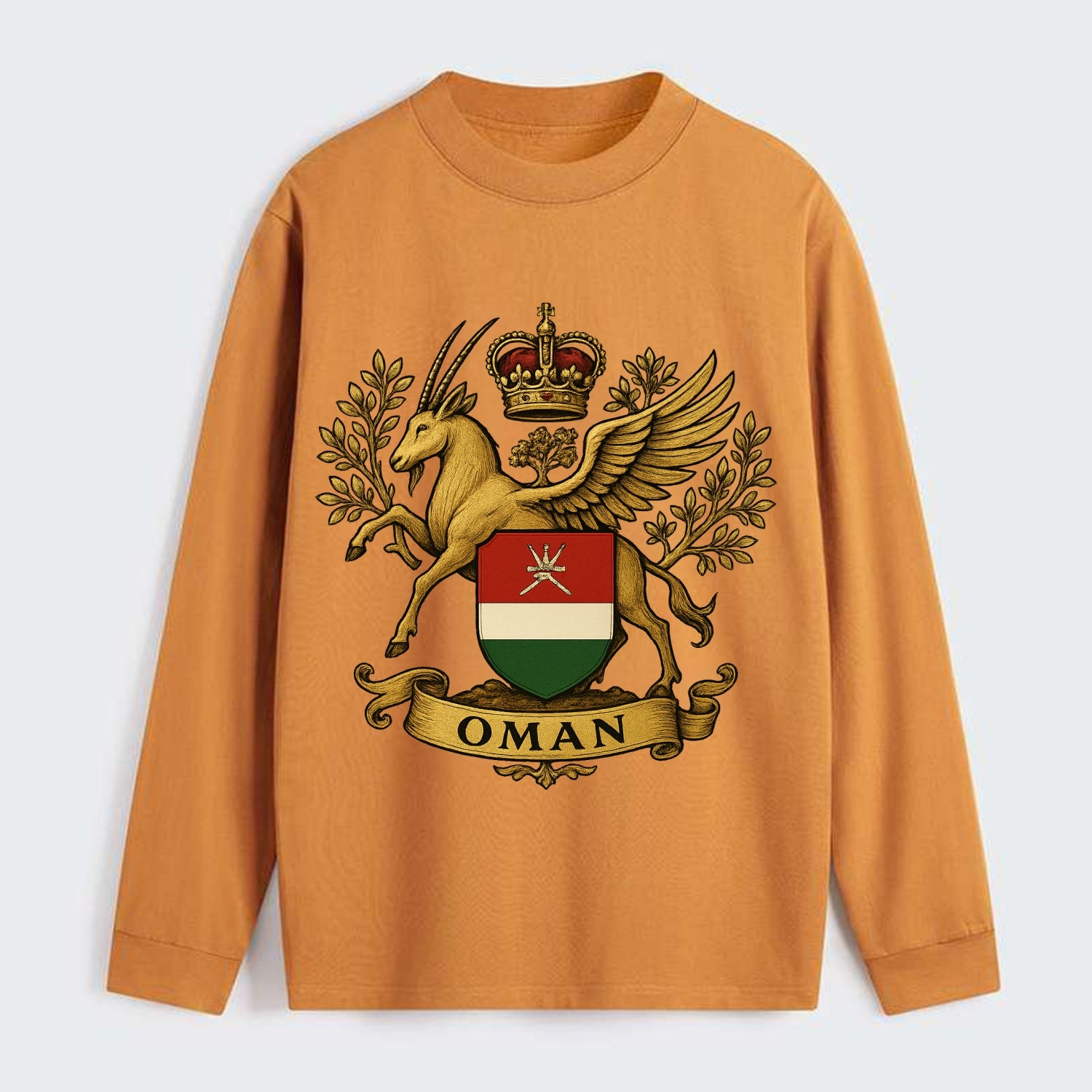 Oman Heritage Badge  - Classic Long Sleeve Shirt - Orange