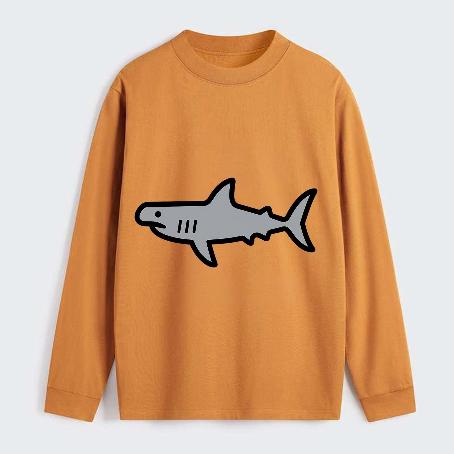 Hammerhead Shark - Gray distinctive head flat side profile - Classic Long Sleeve Shirt - Orange