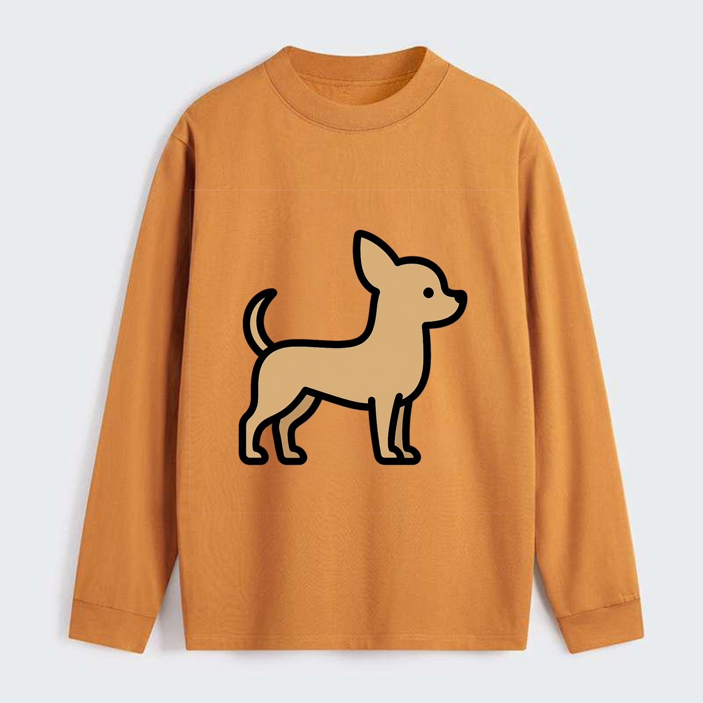 Chihuahua - Tan smooth coat flat side profile - Classic Long Sleeve Shirt - Orange