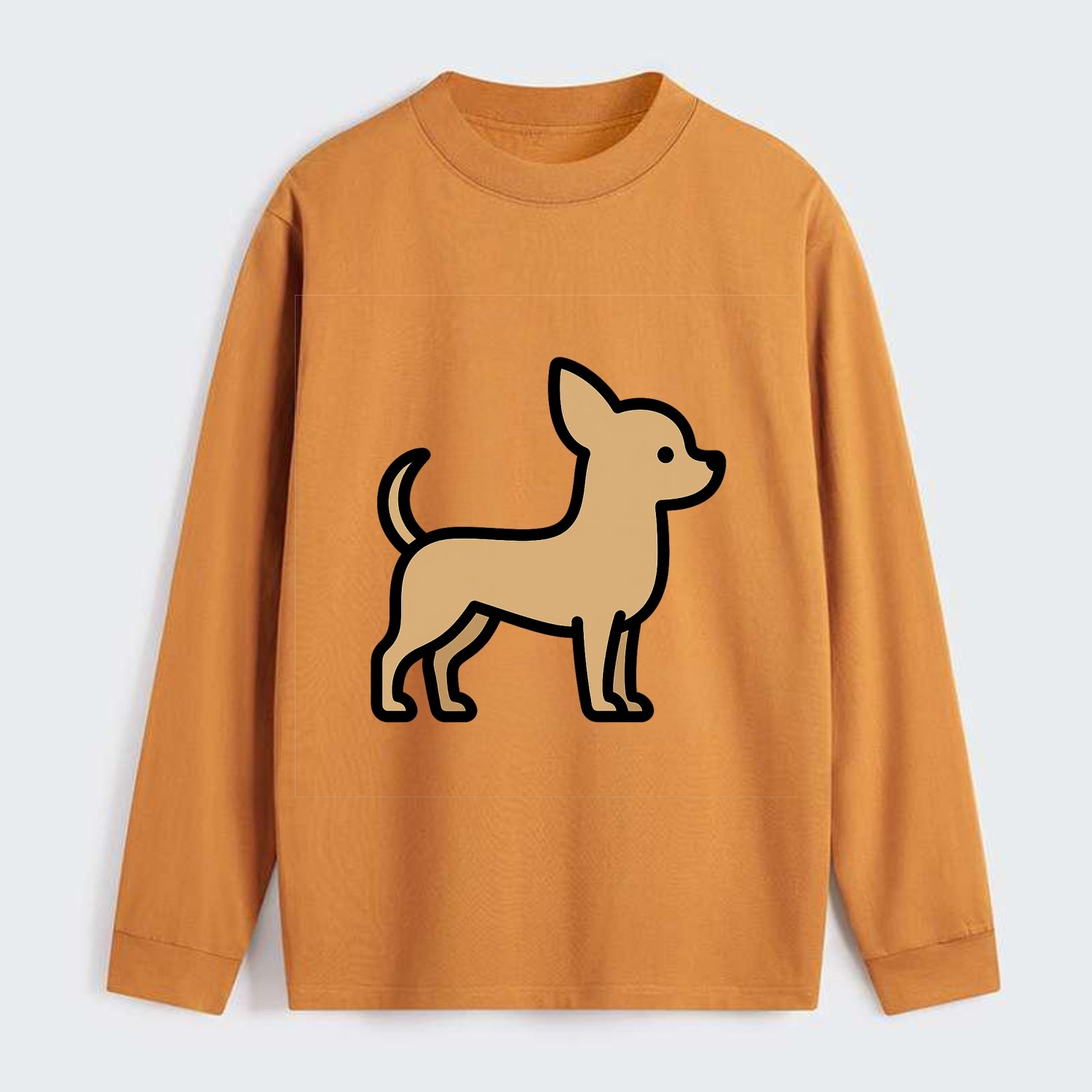 Chihuahua - Tan smooth coat flat side profile - Classic Long Sleeve Shirt - Orange