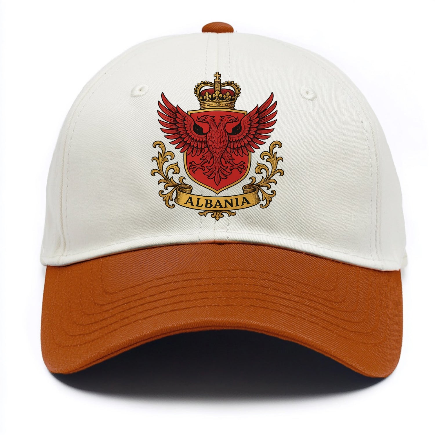 Albania Heritage Badge  - Two Tone Cap - Orange