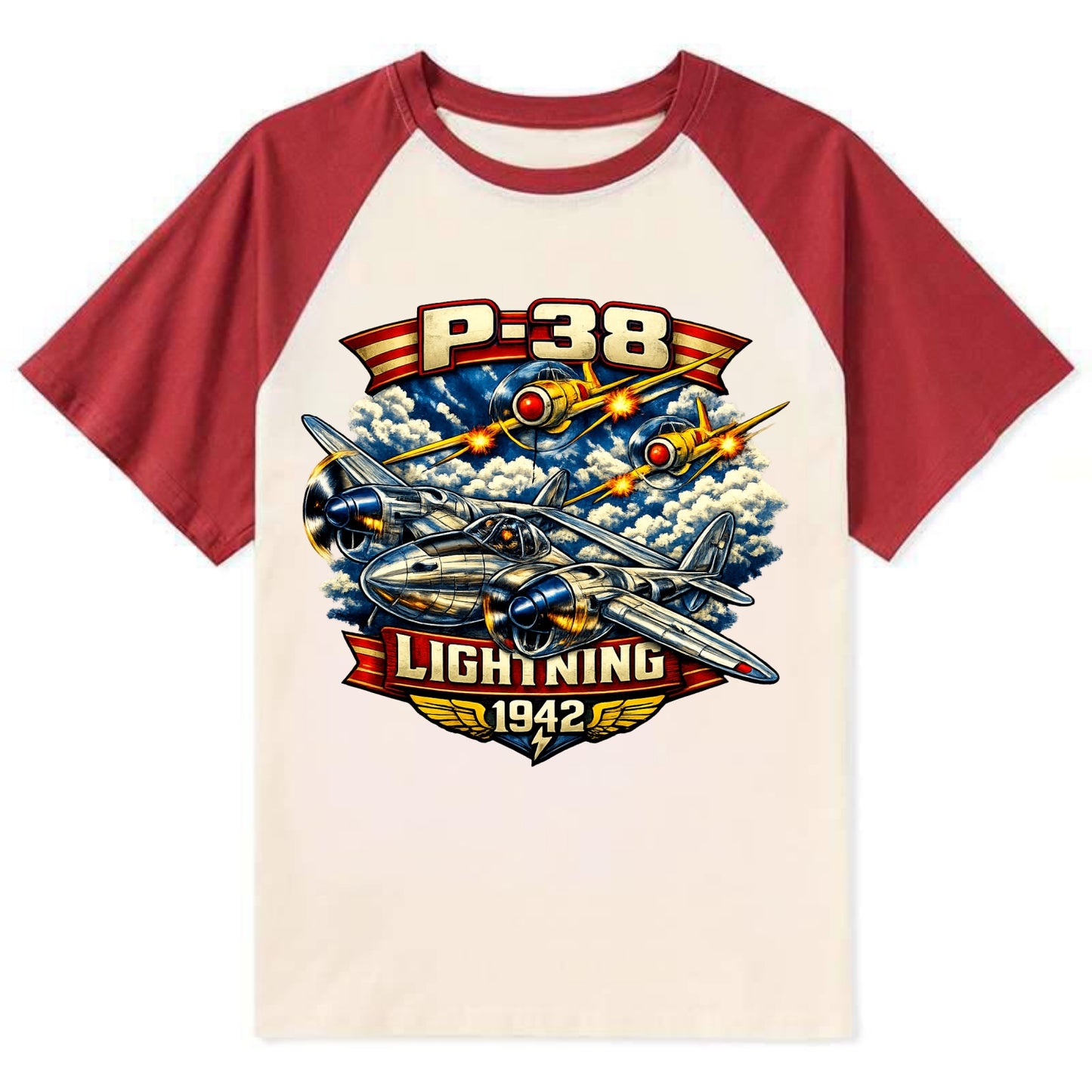 P 38 Lightning - Contrast Raglan T-shirt