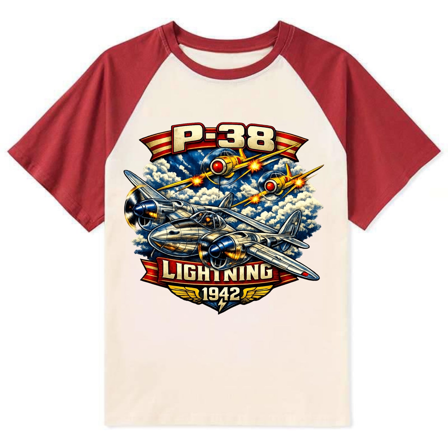 P 38 Lightning - Contrast Raglan T-shirt