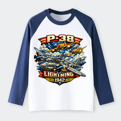 P 38 Lightning - Raglan Long Sleeve T-Shirt