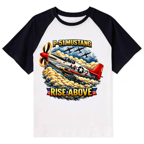 P 51 Mustang Rise Above - Contrast Raglan T-shirt