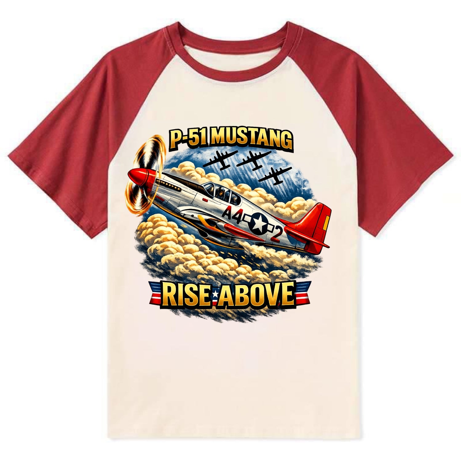 P 51 Mustang Rise Above - Contrast Raglan T-shirt