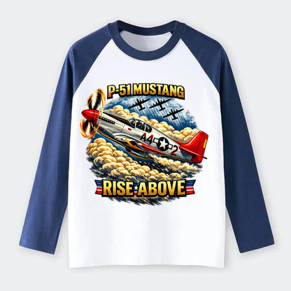 P 51 Mustang Rise Above - Raglan Long Sleeve T-Shirt