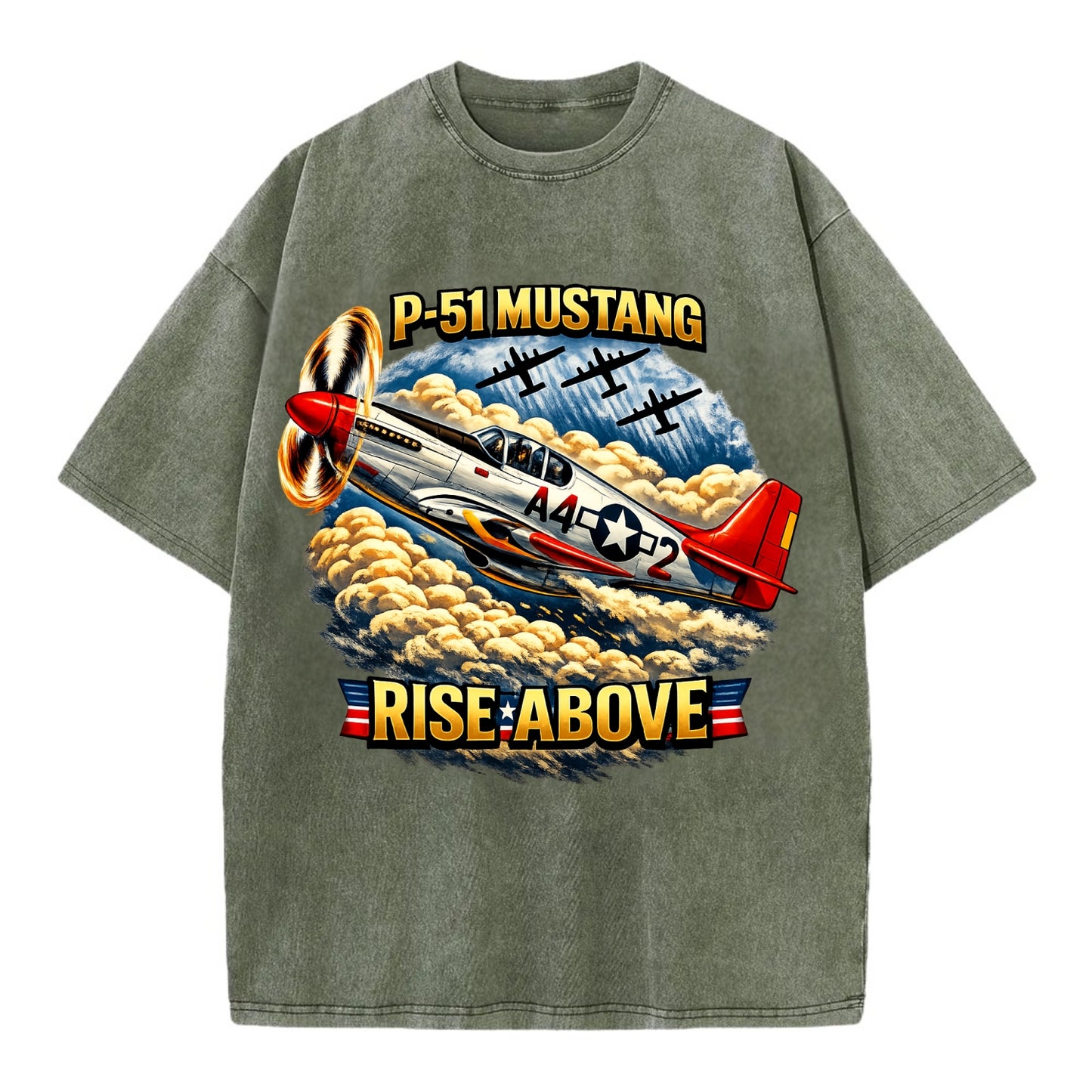 P 51 Mustang Rise Above - Vintage T-shirt