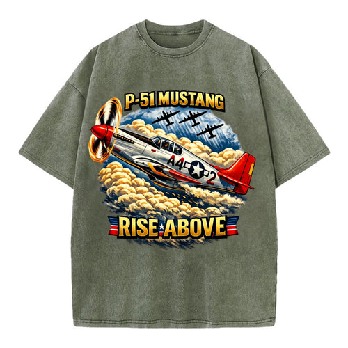 P 51 Mustang Rise Above - Vintage T-shirt