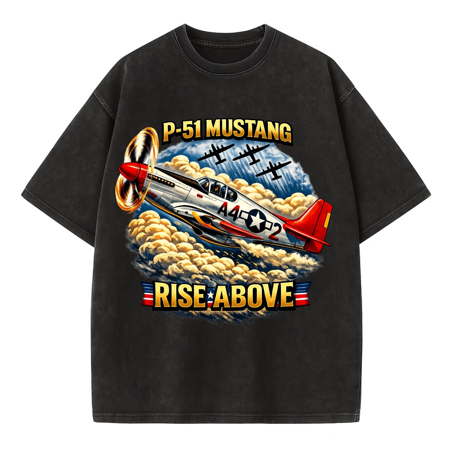 P 51 Mustang Rise Above - Vintage T-shirt