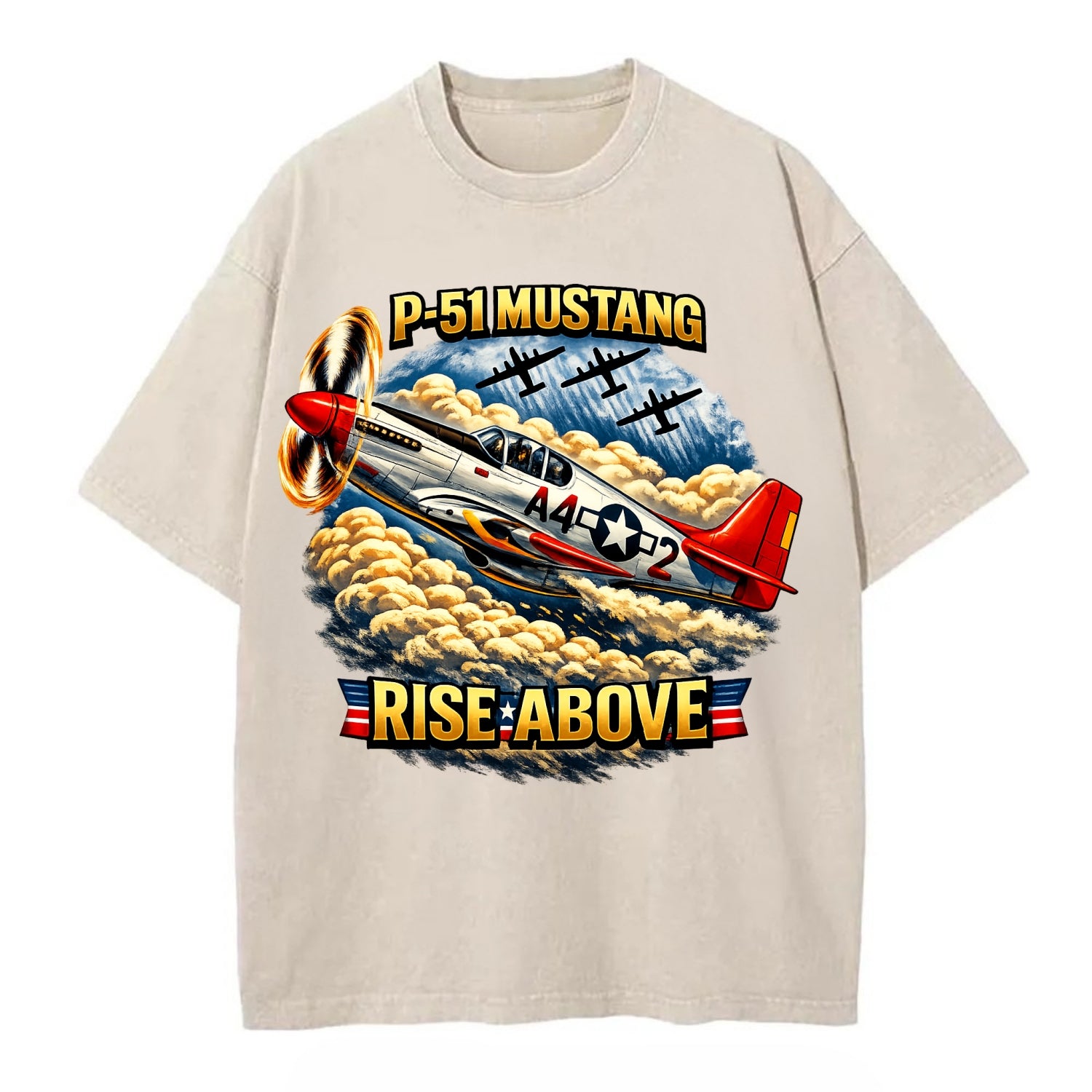 P 51 Mustang Rise Above - Vintage T-shirt