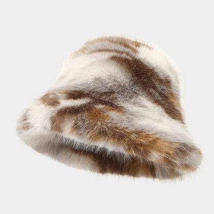 Plush Camo Bucket Hat: Korean Style Warmth