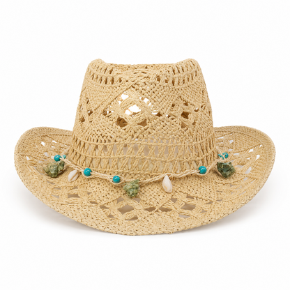 Premium Hollow Weave Straw Fedora Hat