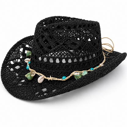 Premium Hollow Weave Straw Fedora Hat