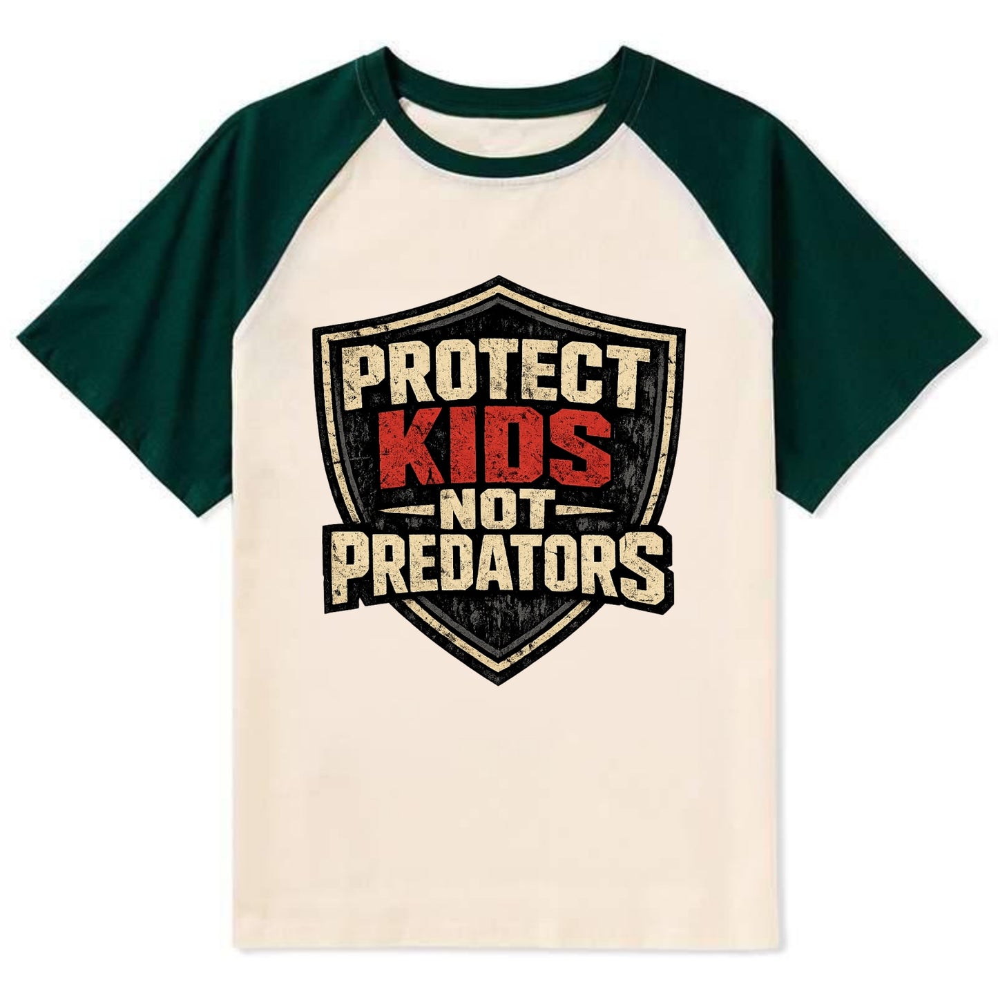 Protect Kids Not Predators - Contrast Raglan T-shirt