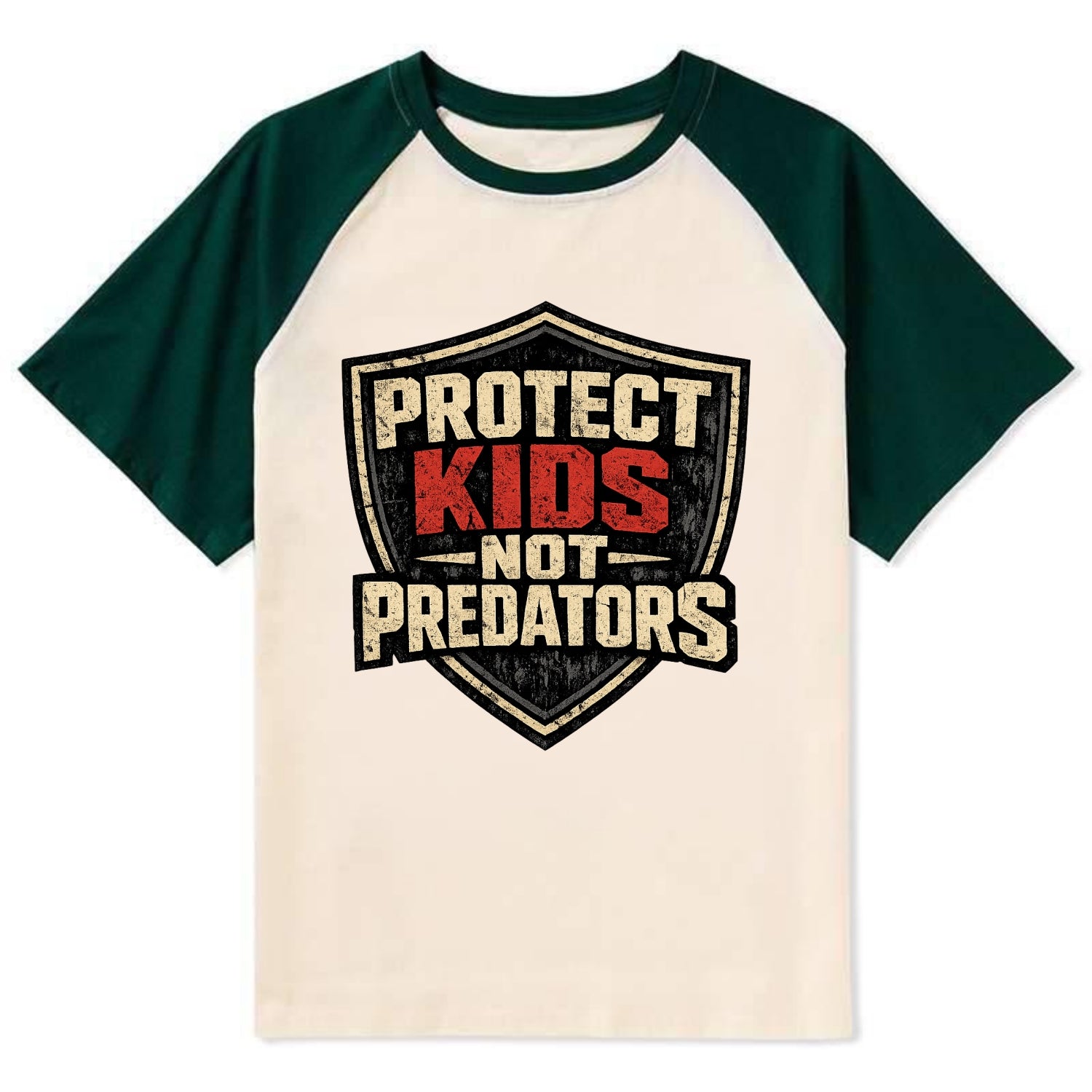 Protect Kids Not Predators - Contrast Raglan T-shirt