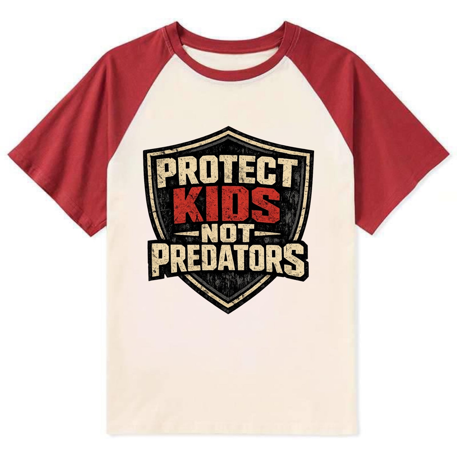 Protect Kids Not Predators - Contrast Raglan T-shirt