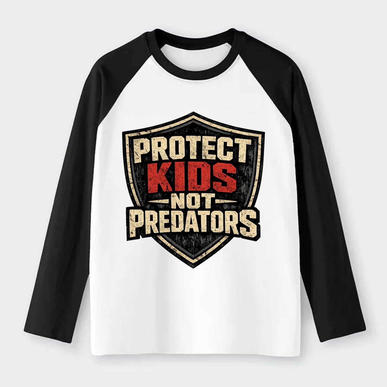 Protect Kids Not Predators - Raglan Long Sleeve T-Shirt
