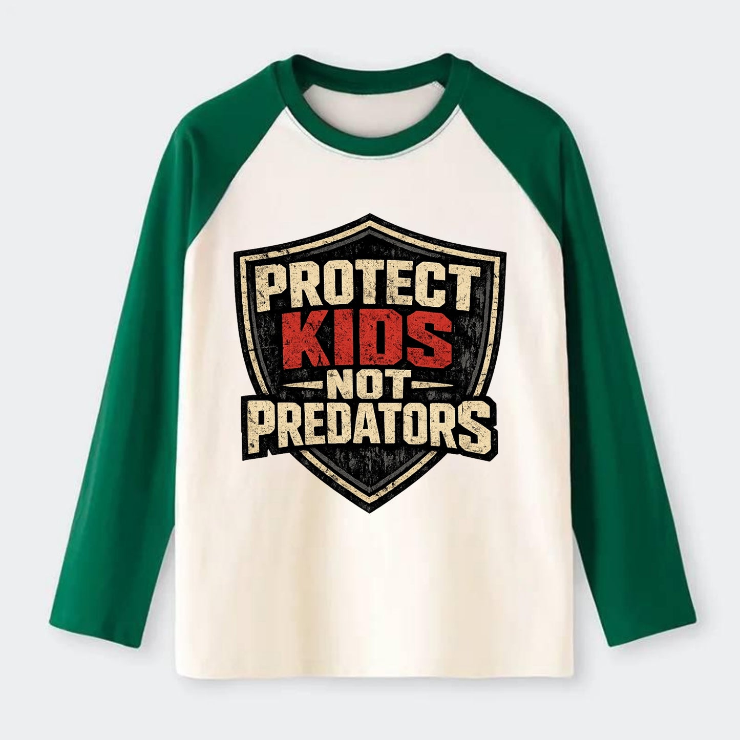 Protect Kids Not Predators - Raglan Long Sleeve T-Shirt