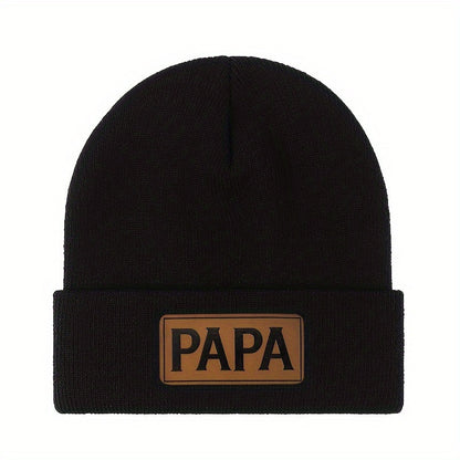 PAPA Logo Knit Beanie: Warm Wool-Look Winter Hat