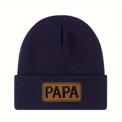 PAPA Logo Knit Beanie: Warm Wool-Look Winter Hat