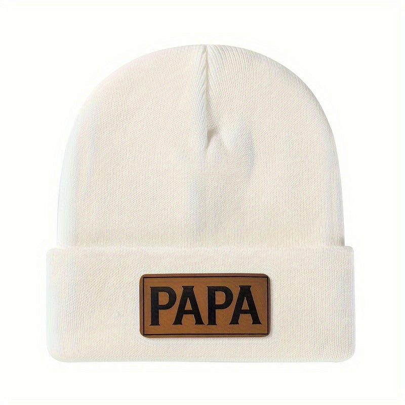 PAPA Logo Knit Beanie: Warm Wool-Look Winter Hat