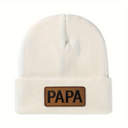PAPA Logo Knit Beanie: Warm Wool-Look Winter Hat