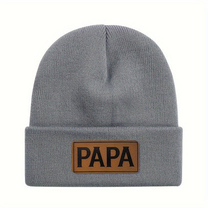 PAPA Logo Knit Beanie: Warm Wool-Look Winter Hat