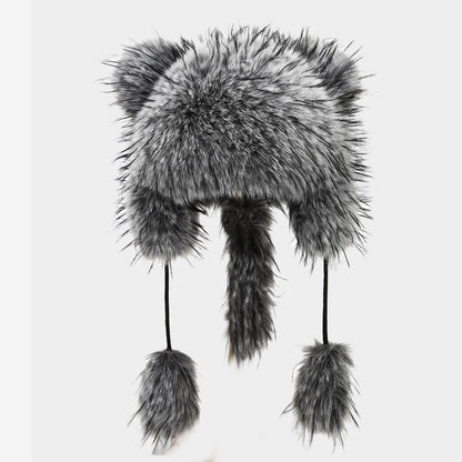 Plush Raccoon Lei Feng Hat - Cozy Winter Warmth