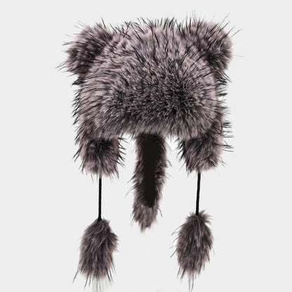 Plush Raccoon Lei Feng Hat - Cozy Winter Warmth