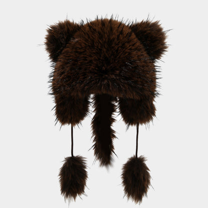 Plush Raccoon Lei Feng Hat - Cozy Winter Warmth