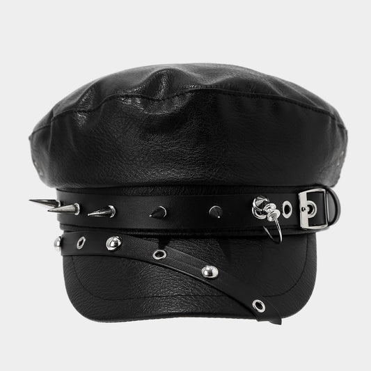 Punk Rivet Military Hat - Hip Hop Style