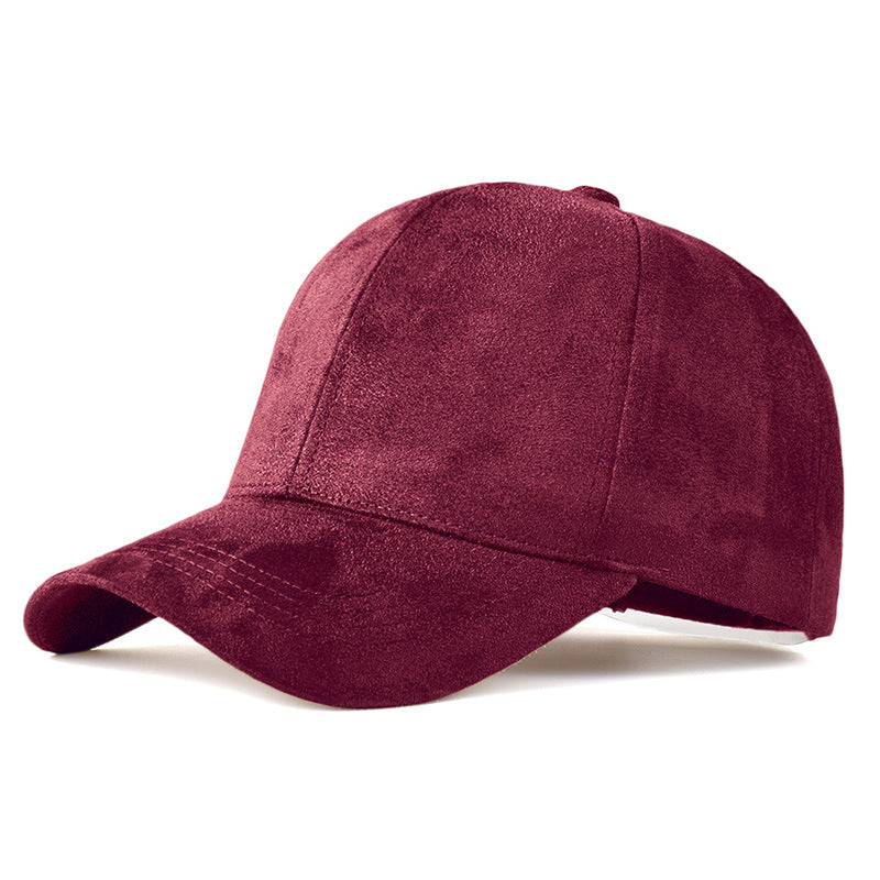 Premium Suede Baseball Cap - Solid Color Duckbill Sun Hat