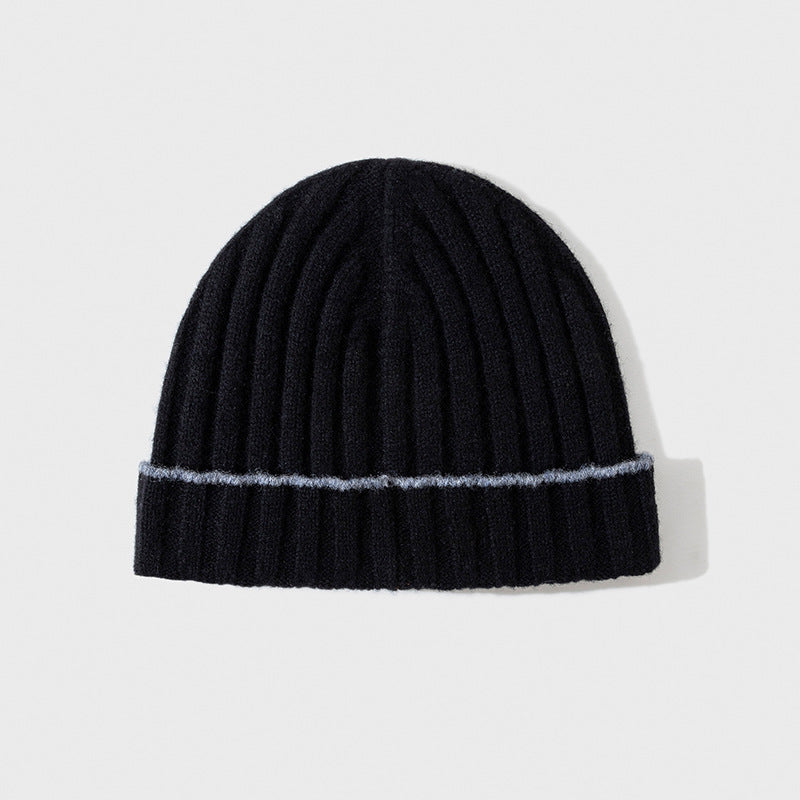 Pure Wool Knit Hat with Contrast Trim