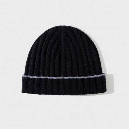 Pure Wool Knit Hat with Contrast Trim